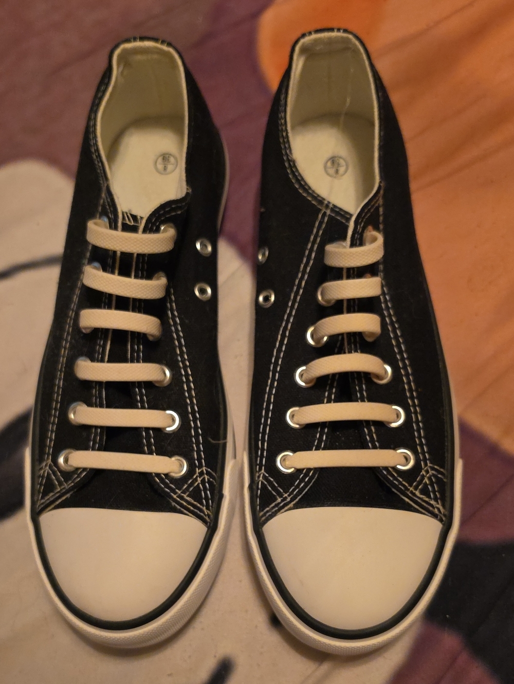 Classic Black Canvas Low-Top Sneakers with White Accents